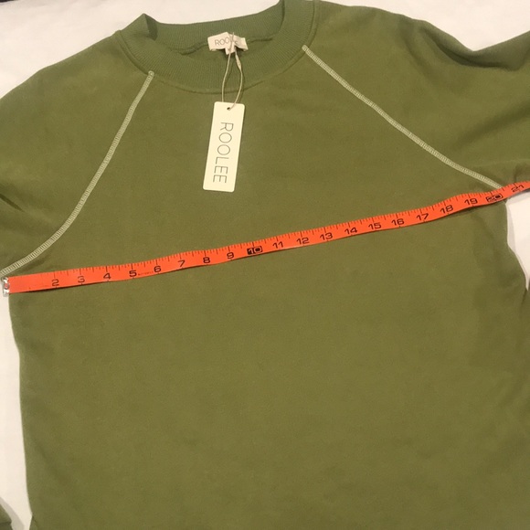 NEW! Roolee Crew Neck Sweatshirt Avocado Green White Stitching M - Picture 14 of 15